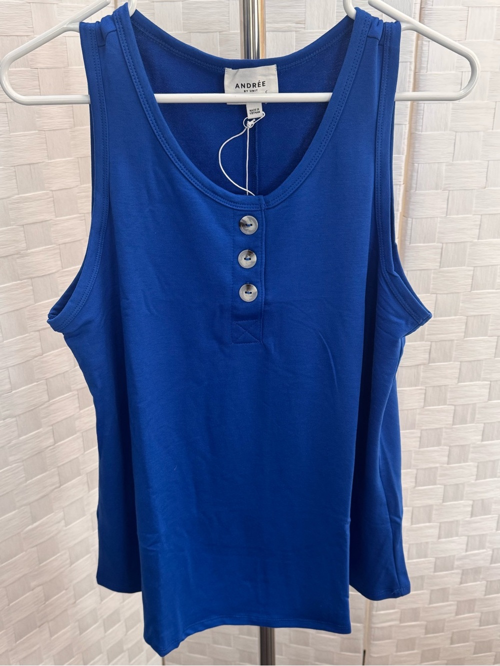 ANDREE BY UNIT Royal Blue Henley Tank Top